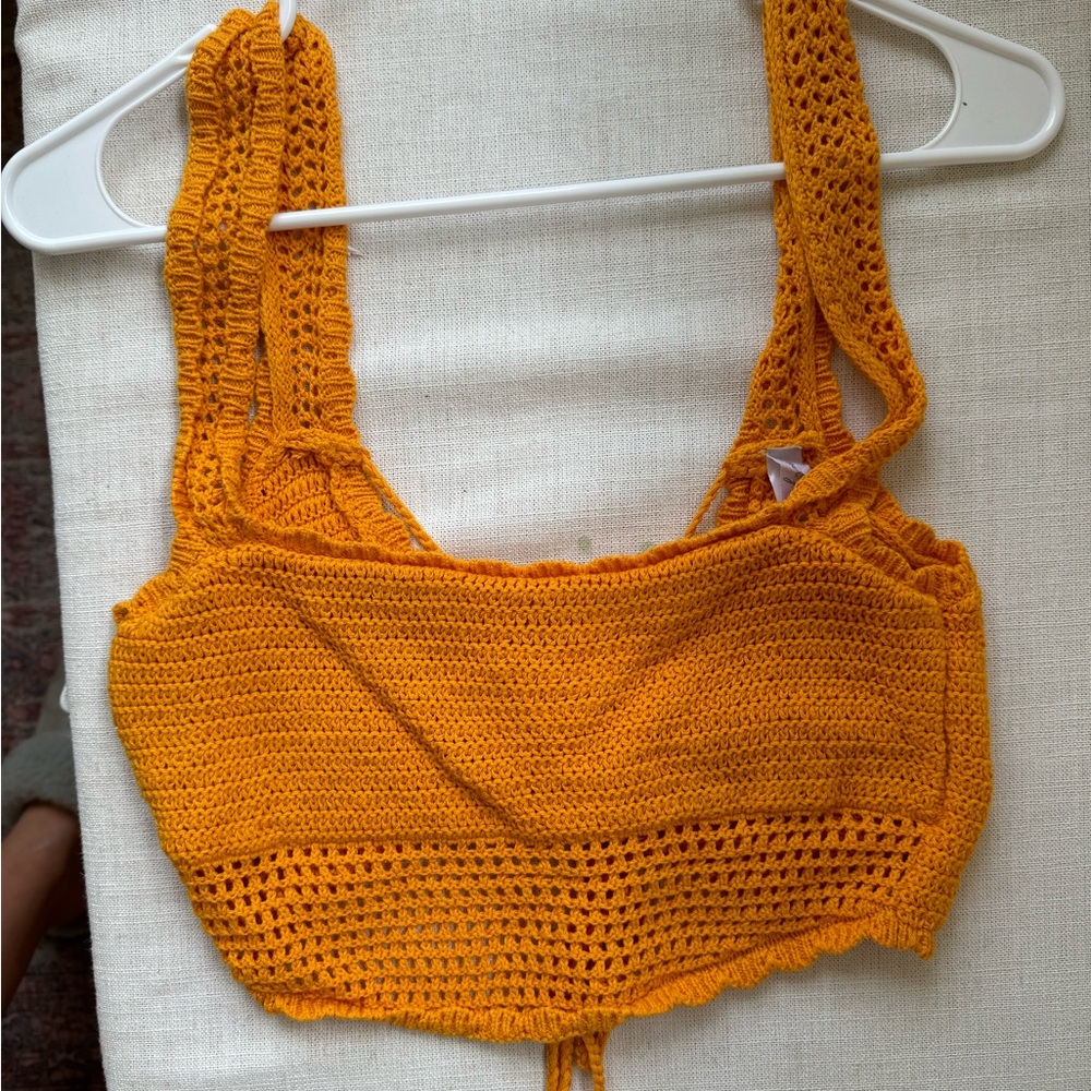 Urban outfitter knit tie crop top